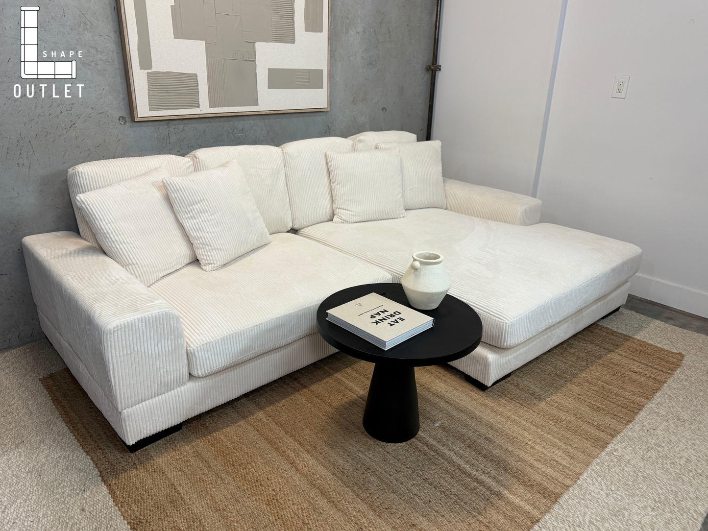 Corduroy low profile sectional