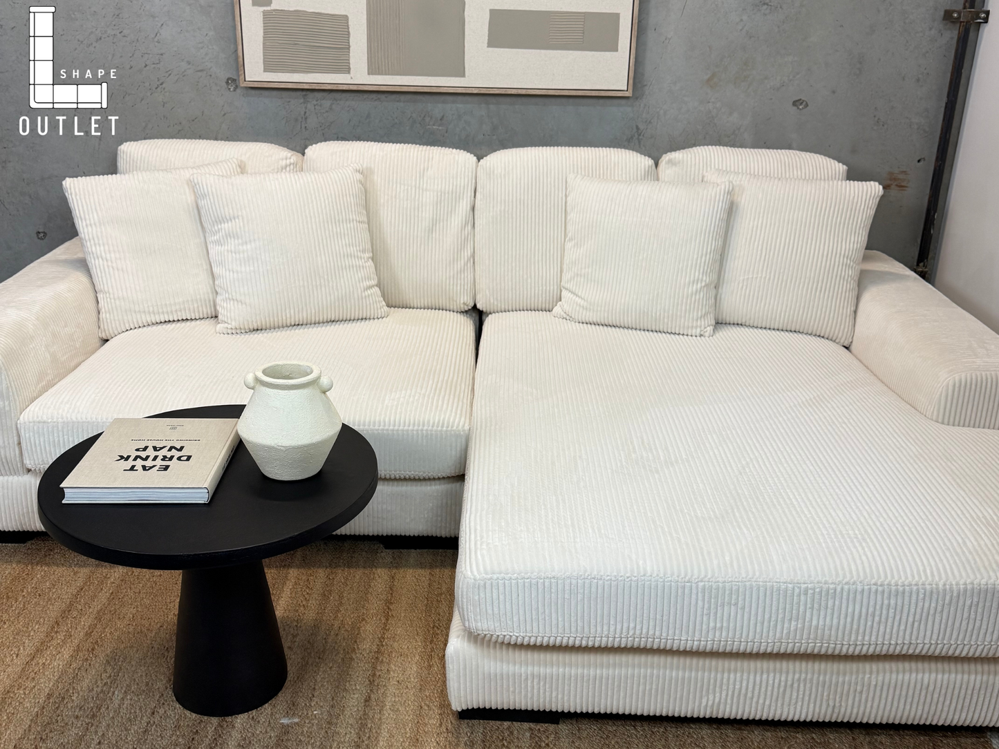 Corduroy low profile sectional