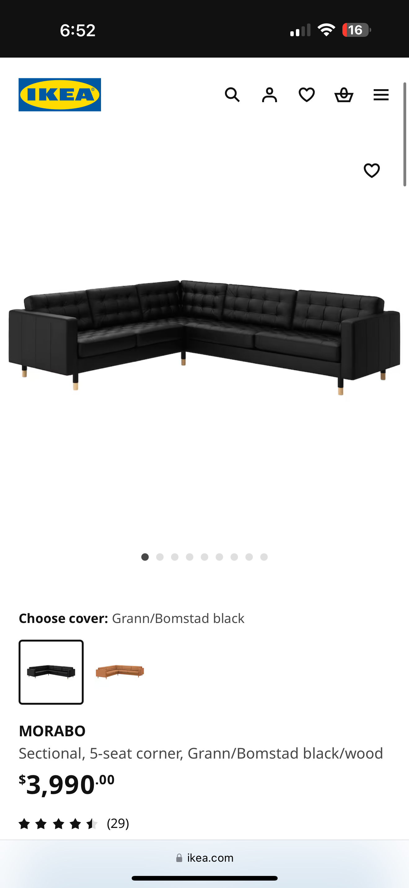 Ikea morabo leather sectional