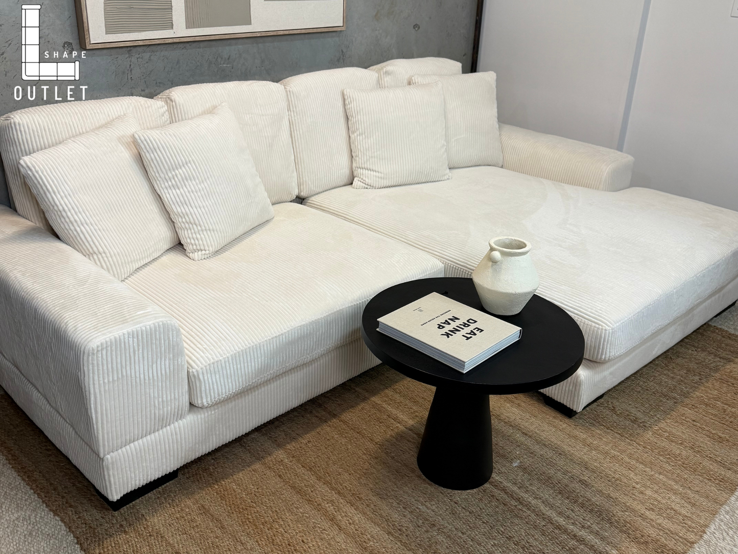 Corduroy low profile sectional