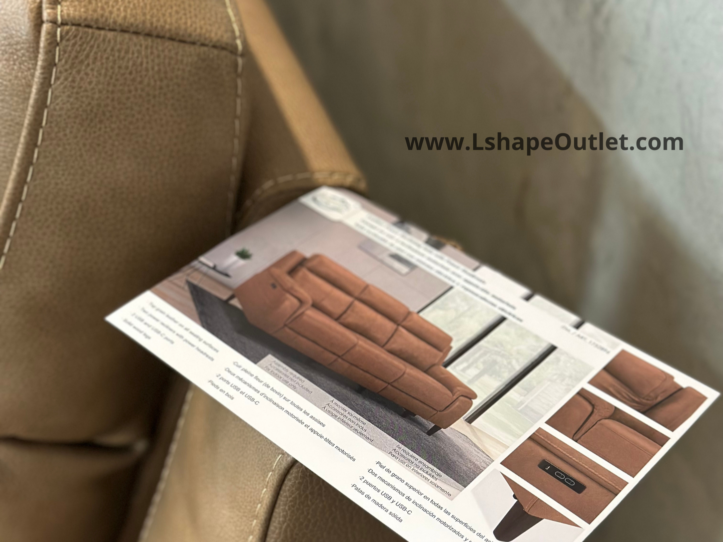 Brand New leather Power recliner sofa -Camel