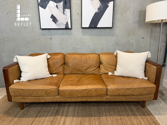 Nobuck leather camel sofa