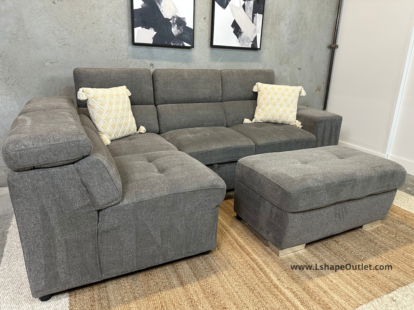 Sleeper sectional and ottoman